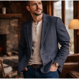 Vtg Pendleton Wool Blazer Sport Coat 40 Elbow Patch Western Ivy USA Tweed Jacket